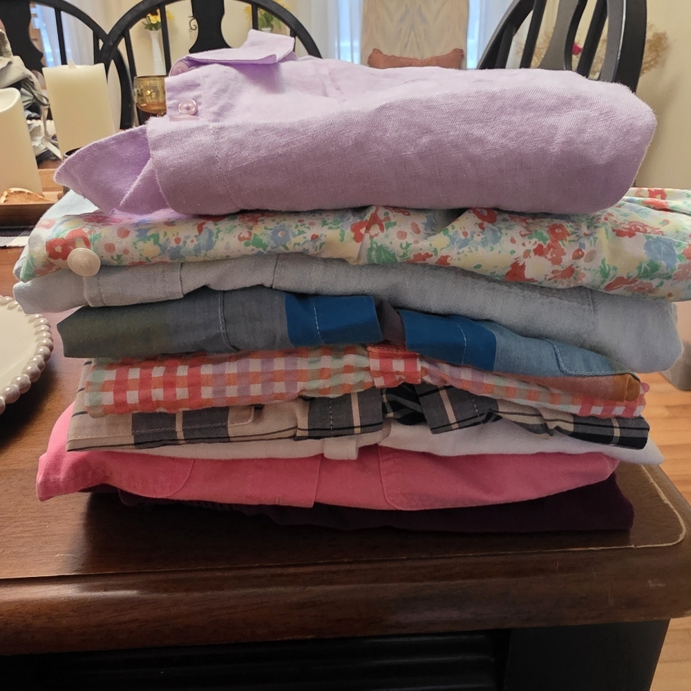 10 Piece LL Bean Blouse Tee Button Up Shirt Bundle